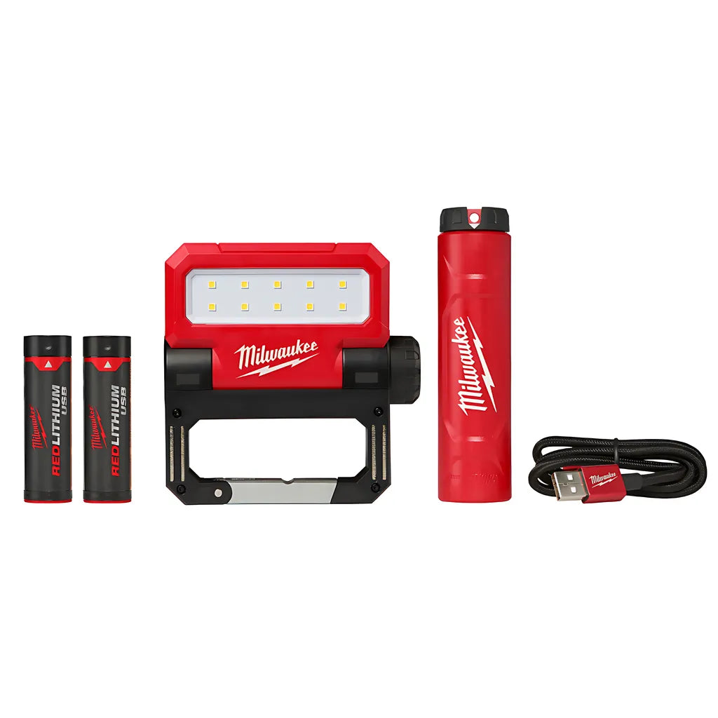Usb Rechargeable Rover Pivoting Flood Light With Pack-In Battery And Charger-Milwaukee-2114-21P-11992