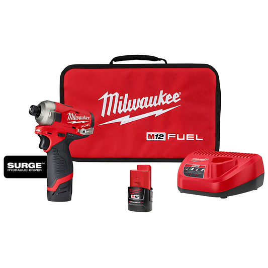 M12 Fuel™ Surge™ 1/4 In. Hex Hydraulic Driver 2 Battery Kit-Milwaukee-2551-22-8826