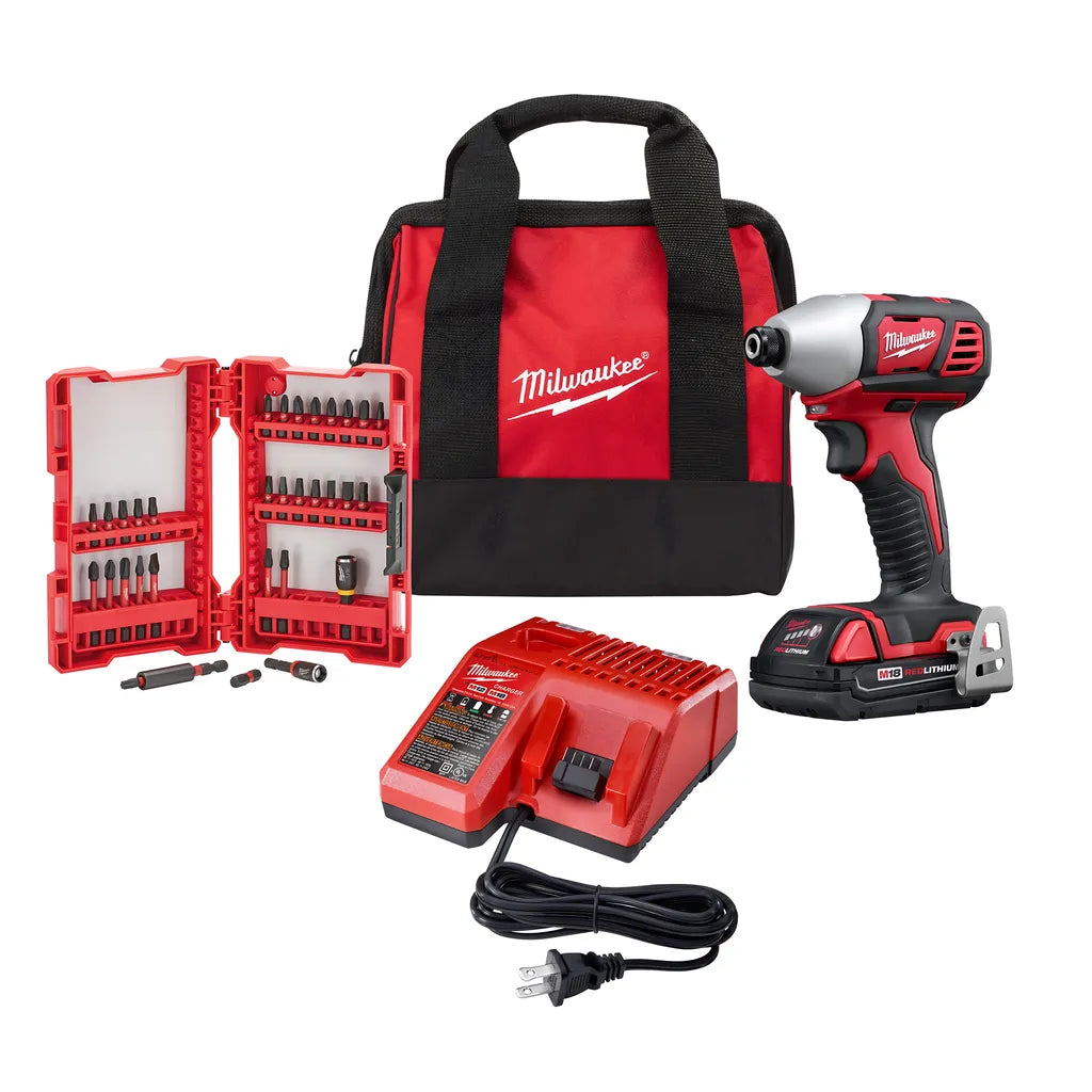 M18 1/4 In. Hex Impact Driver W/ 32-Piece Impact Kit-Milwaukee-2656-21B-9682