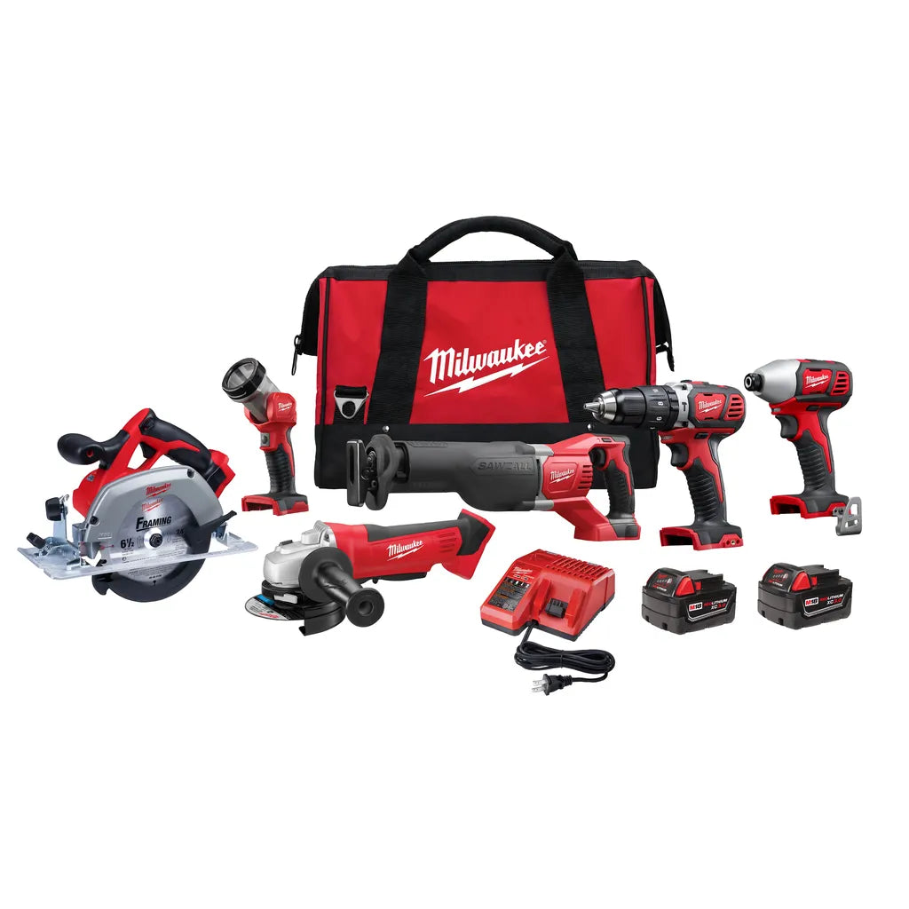 M18 Cordless Lithium-Ion 6-Tool Combo Kit-Milwaukee-2696-26-9828