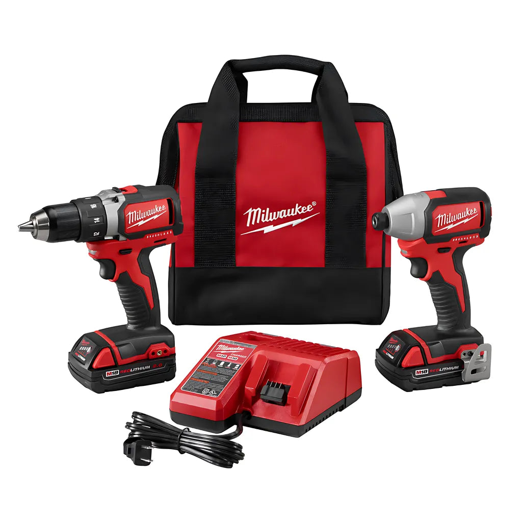 M18 Compact Brushless Drill/Brushless Impact Combo Kit (2 Tool)-Reconditioned-Milwaukee-2798-82CT-9801
