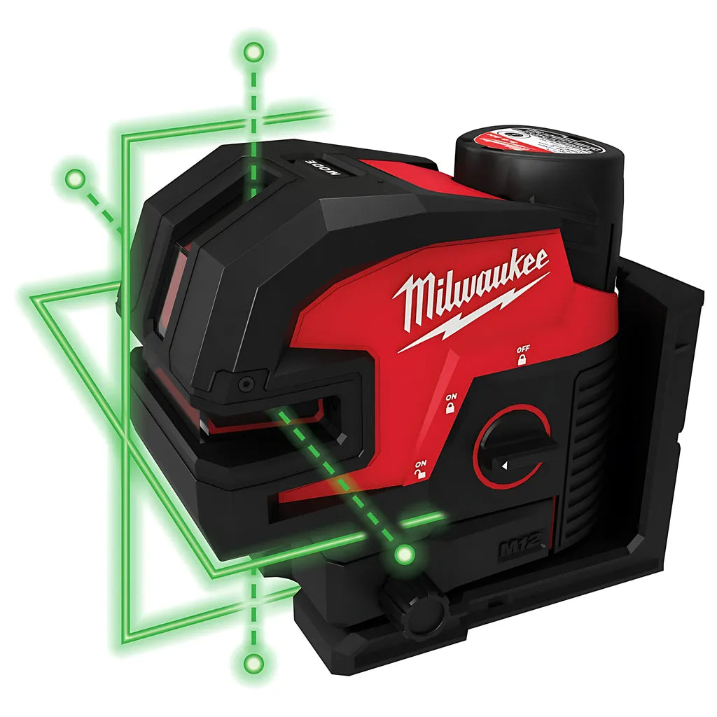 M12 Green Cross Line & 4-Points Laser Kit-Milwaukee-3624-21-8957
