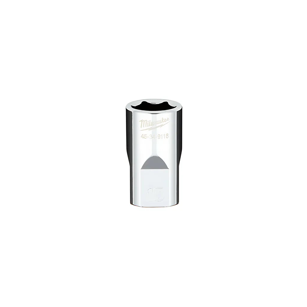 1/2 In. Drive 15Mm Metric 6-Point Socket With Four Flat Sides-Milwaukee-45-34-9116-3656