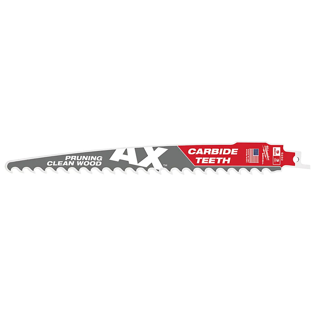 9" 3 Tpi The Ax With Carbide Teeth For Pruning & Clean Wood Sawzall® Blade 1Pk-Milwaukee-48-00-5232-7047