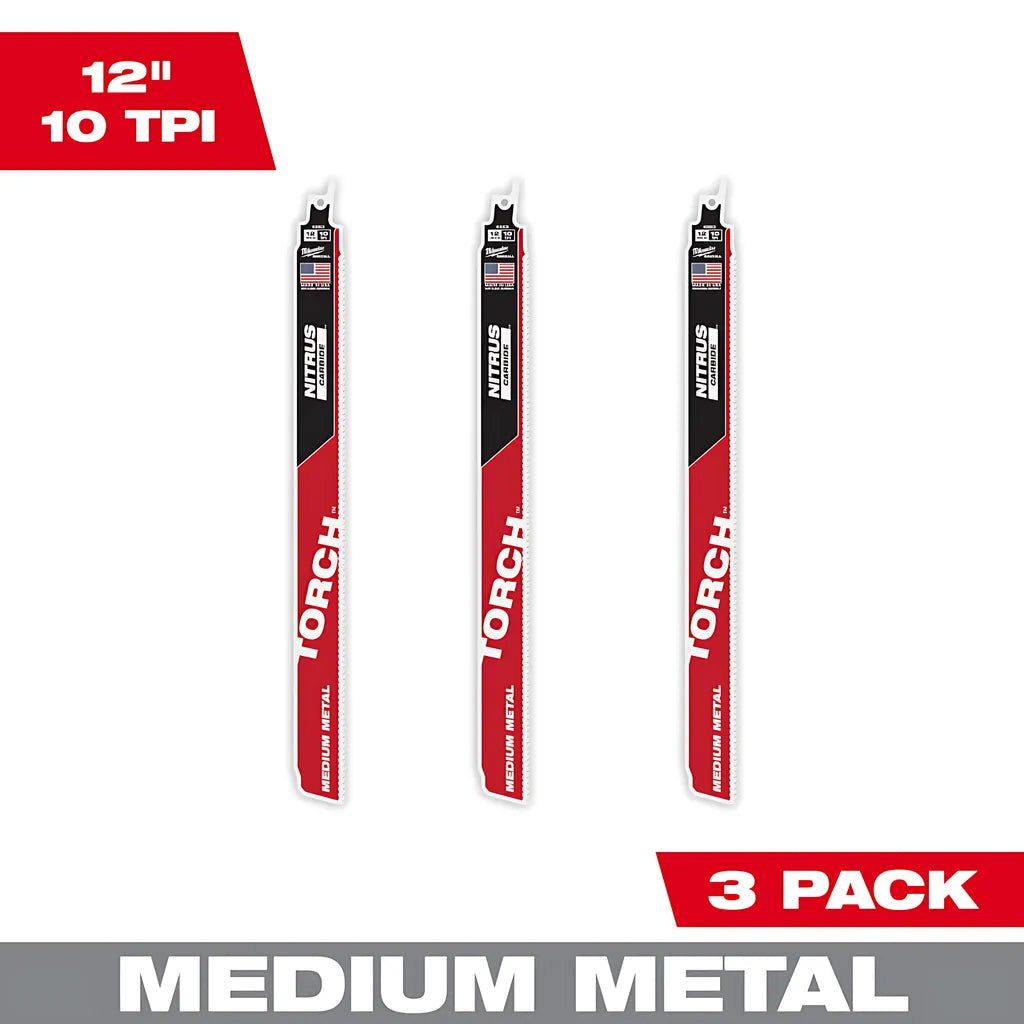 12" 10Tpi The Torch With Nitrus Carbide Teeth For Medium Metal 3Pk -Milwaukee-48-00-6353-4508