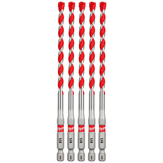 1/4" X 4" X 6" Shockwave Impact Duty™ Carbide Hammer Drill Bits - 5 Pk-Milwaukee-48-20-9162-3964
