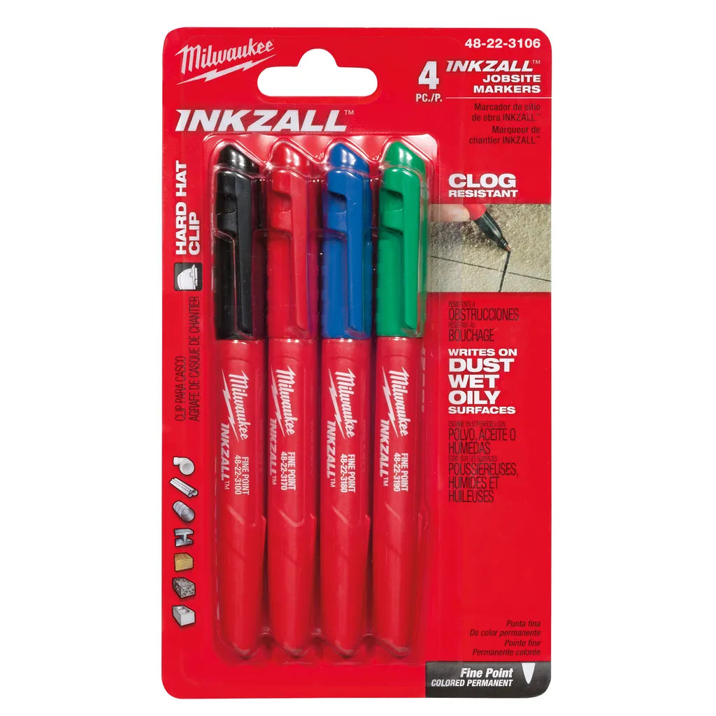 Inkzall Fine Point Colored Markers (4 Pack)-Milwaukee-48-22-3106-8560