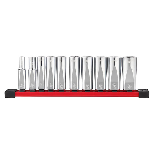 10Pc 3/8 In. Sae Deep Well Sockets With Four Flat™ Sides-Milwaukee-48-22-9405-4145