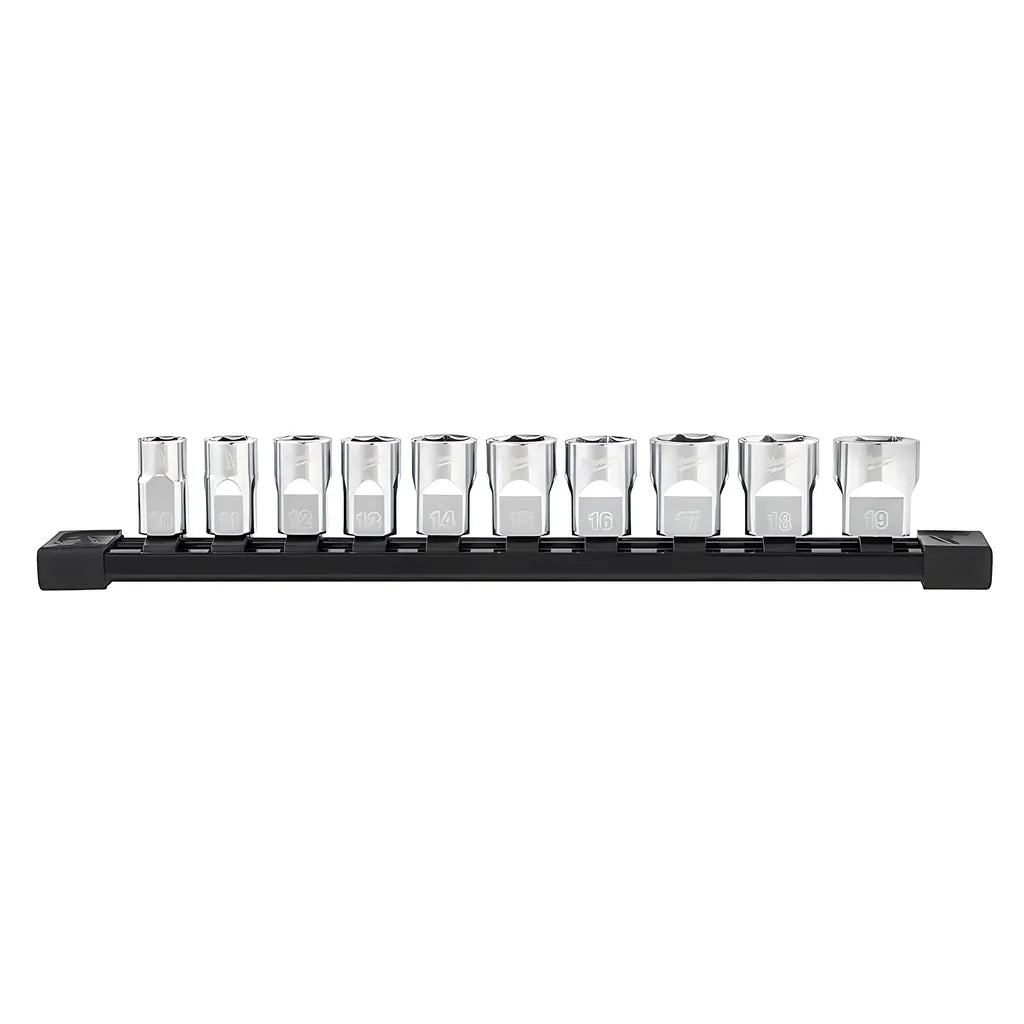 10Pc 3/8 In. Metric Sockets With Four Flat Sides-Milwaukee-48-22-9503-4144