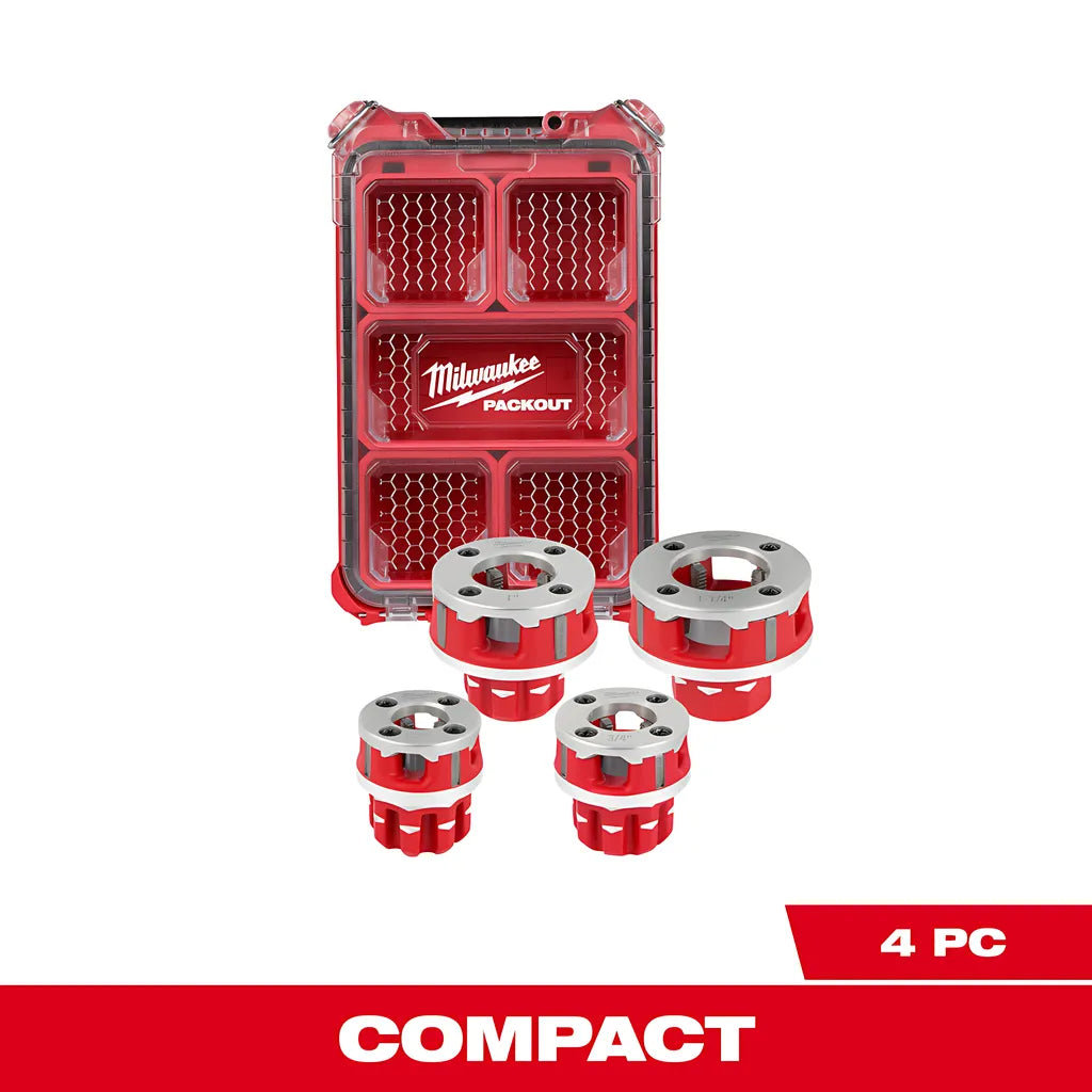 Compact 1/2"-1-1/4" Alloy Npt Portable Pipe Threading Forged Aluminum Die Head Kit-Milwaukee-48-36-1063-7469