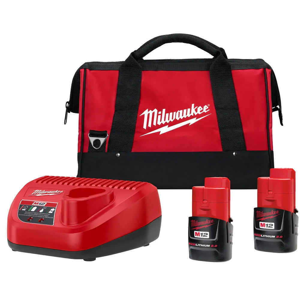 M12 Redlithium Cp 2.0Ah Battery (2 Piece) And Charger Starter Kit-Milwaukee-48-59-2422P-9180
