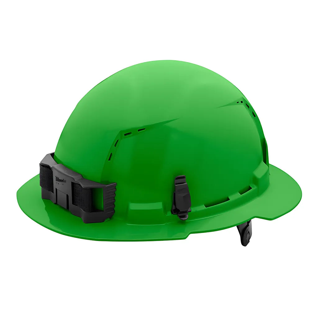 Green Full Brim Vented Hard Hat W/6Pt Ratcheting Suspension - Type 1, Class C-Milwaukee-48-73-1227-8179