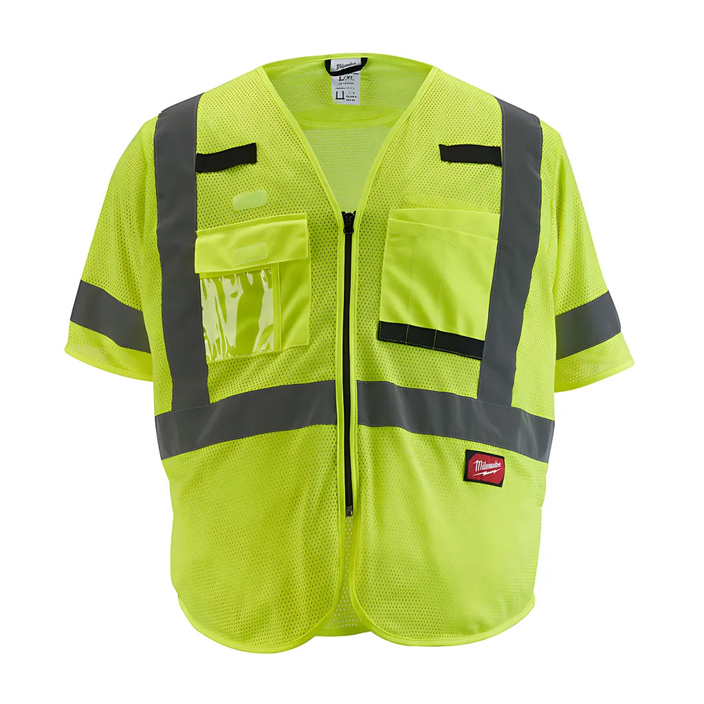 Class 3 High Visibility Yellow Mesh Safety Vest - S/M-Milwaukee-48-73-5131-7455