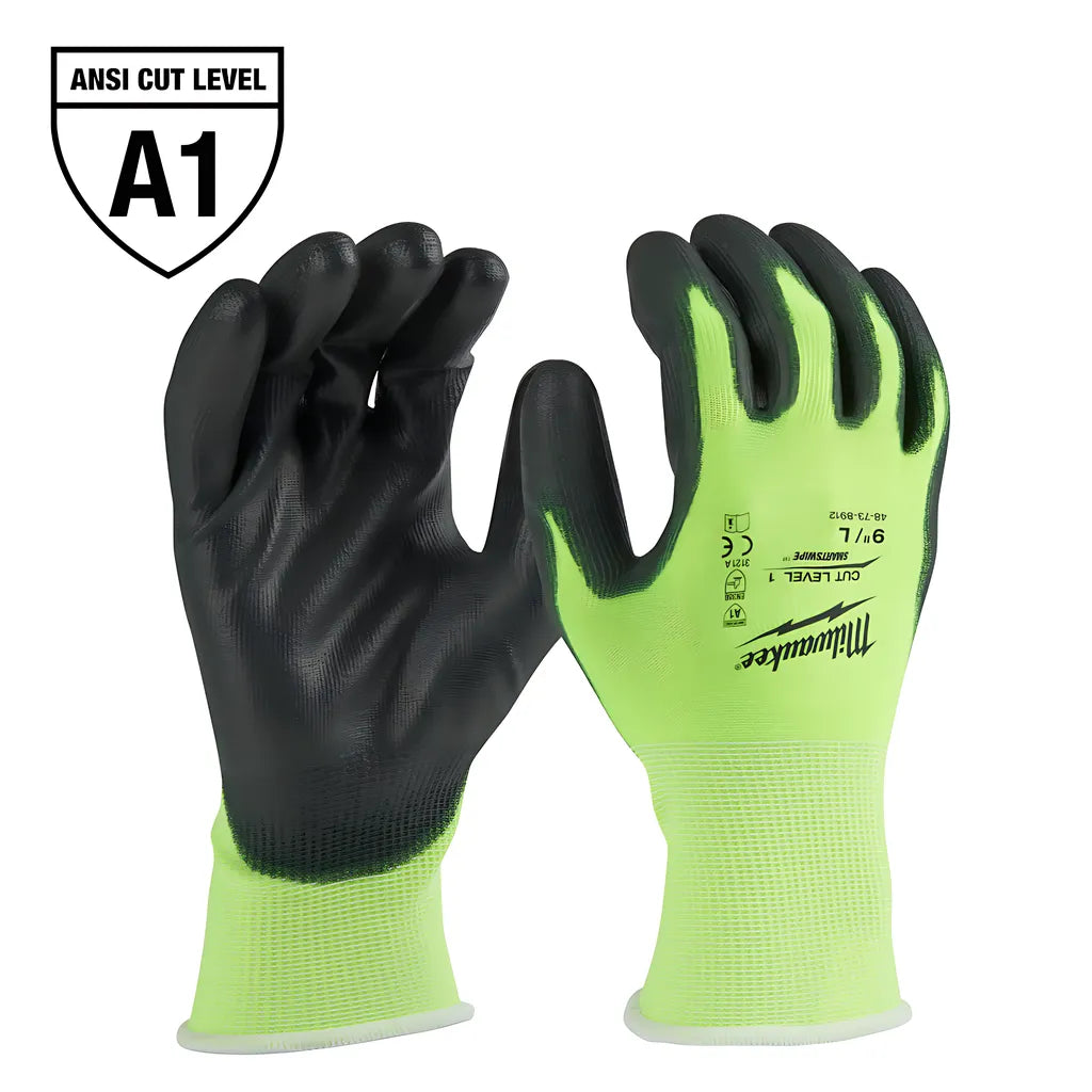 High Visibility Cut Level 1 Polyurethane Dipped Gloves - L-Milwaukee-48-73-8912-1033