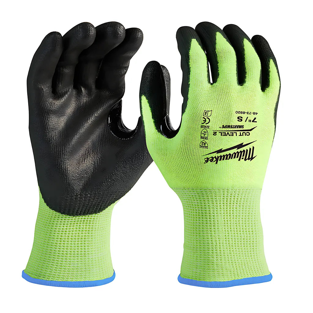 High Visibility Cut Level 2 Polyurethane Dipped Gloves - S-Milwaukee-48-73-8920B-1046