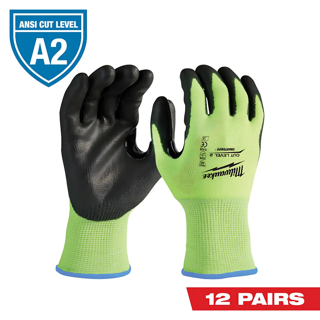 High Visibility Cut Level 2 Polyurethane Dipped Gloves - M-Milwaukee-48-73-8921B-1042