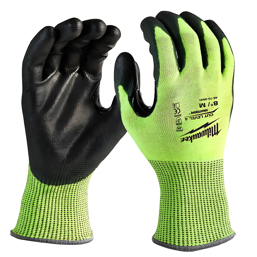 High Visibility Cut Level 4 Polyurethane Dipped Gloves - M-Milwaukee-48-73-8941-1067
