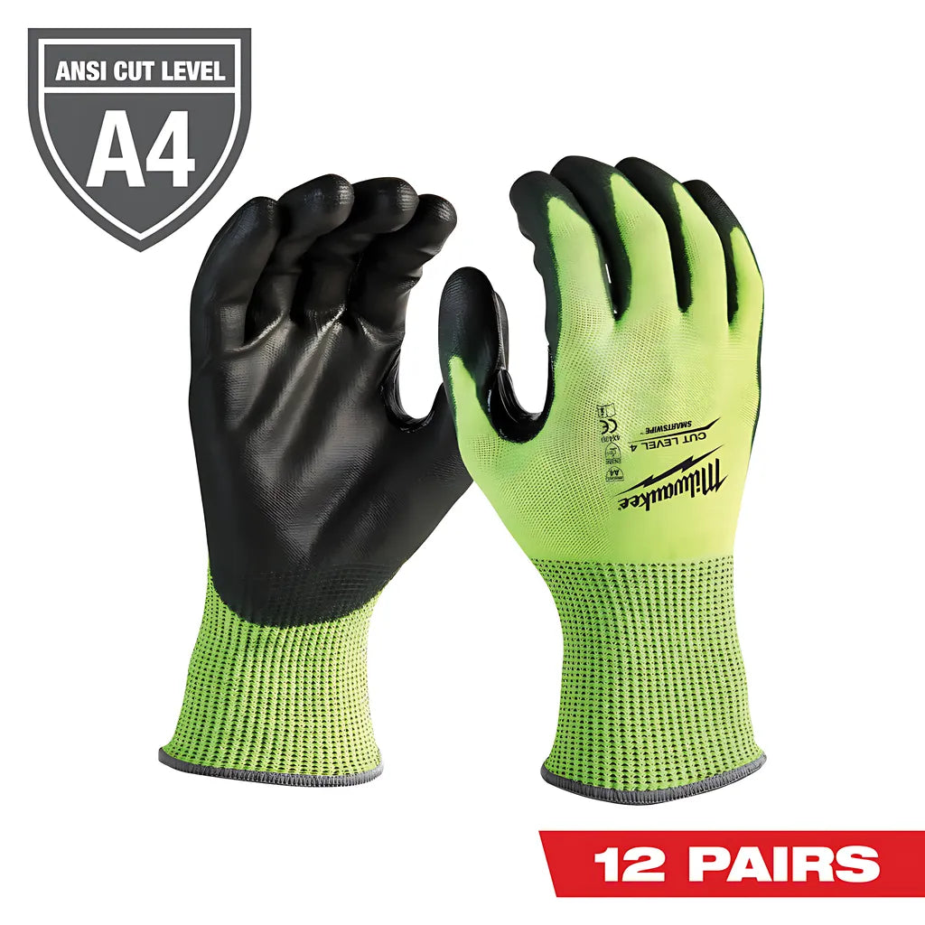 High Visibility Cut Level 4 Polyurethane Dipped Gloves - L-Milwaukee-48-73-8942B-1063