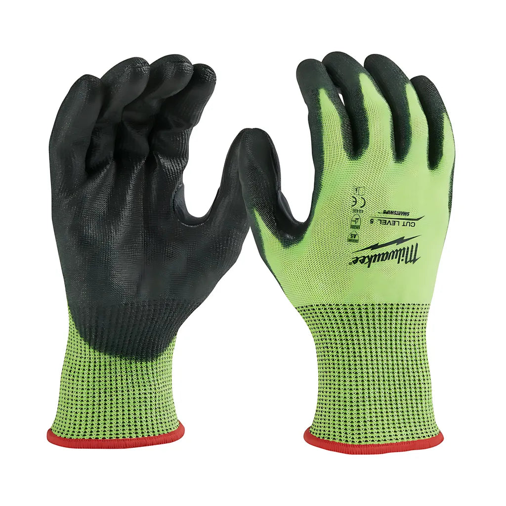 High Visibility Cut Level 5 Polyurethane Dipped Gloves - S-Milwaukee-48-73-8950B-1073