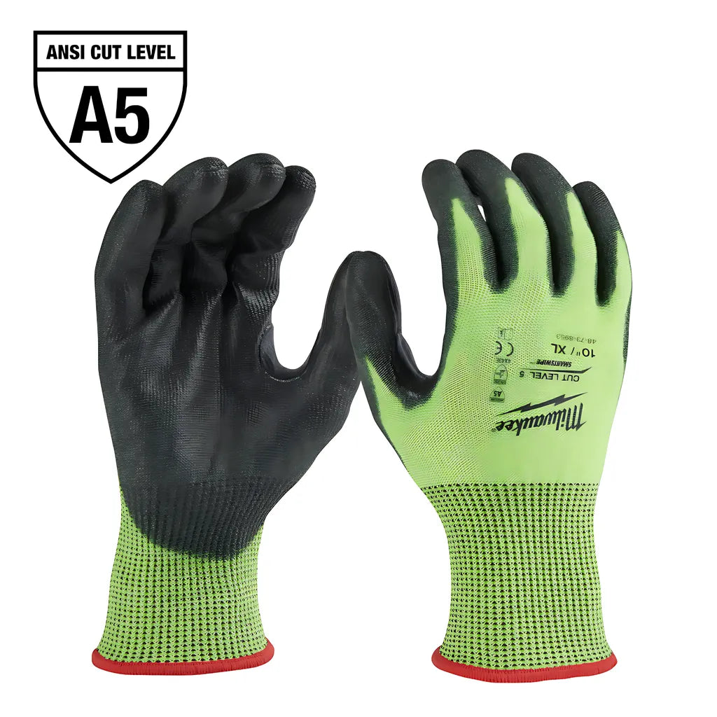 High Visibility Cut Level 5 Polyurethane Dipped Gloves - Xl-Milwaukee-48-73-8953-1076
