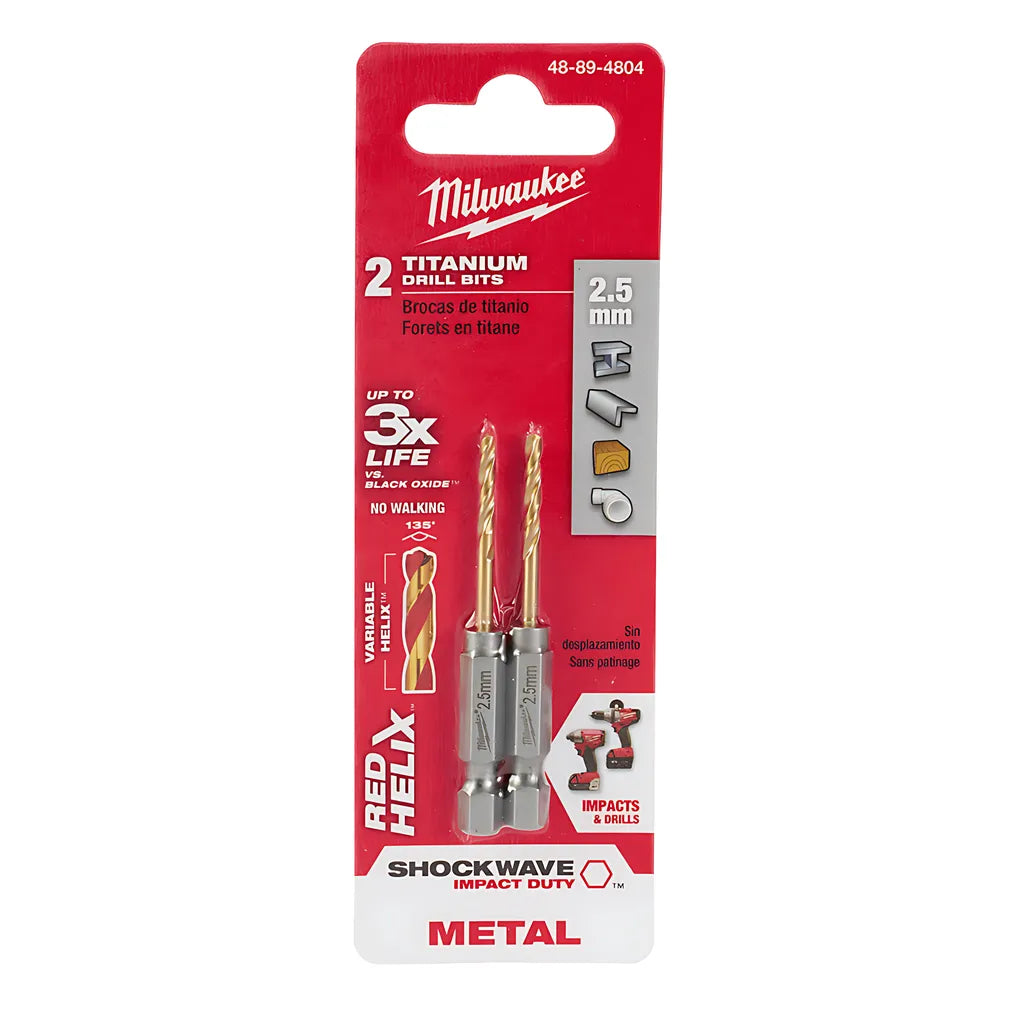 2.5Mm Metric Titanium Shockwave Red Helix Bit-Milwaukee-48-89-4804-5103