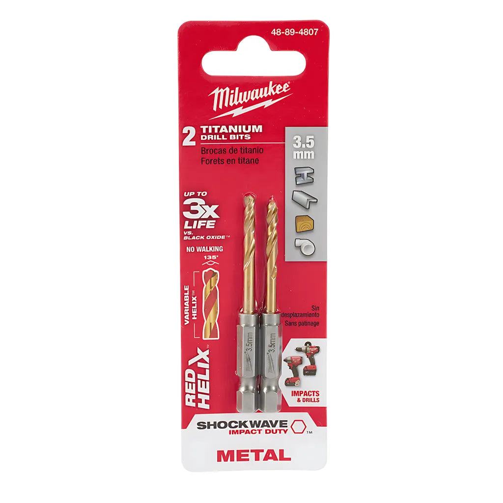3.5Mm Metric Titanium Shockwave Red Helix Bit-Milwaukee-48-89-4807-5513