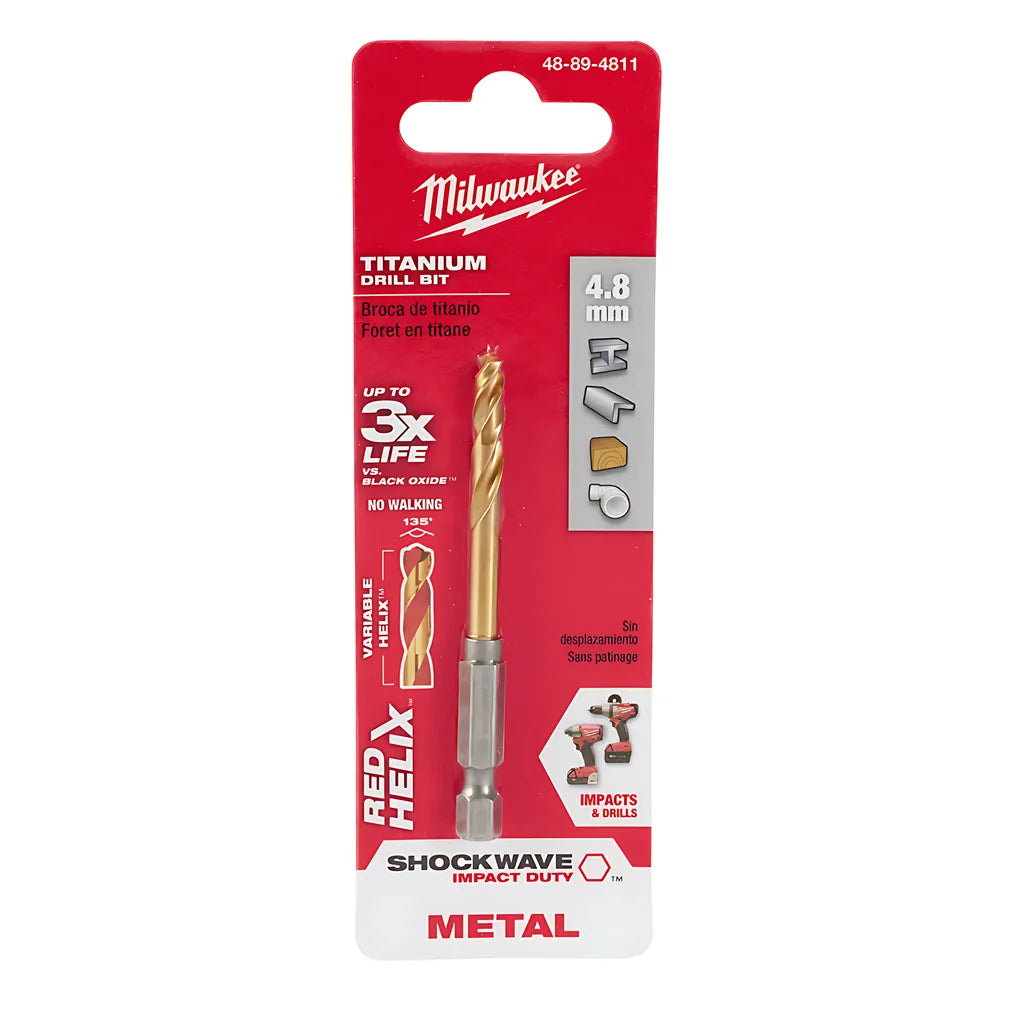 4.8Mm Metric Titanium Shockwave Red Helix Bit-Milwaukee-48-89-4811-6061