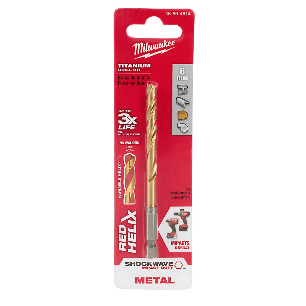 6Mm Metric Titanium Shockwave Red Helix Bit-Milwaukee-48-89-4814-6650