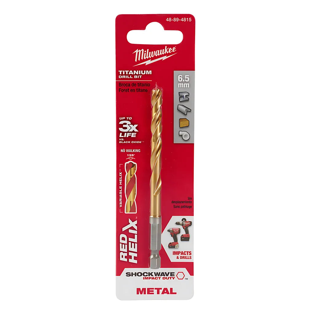 6.5Mm Metric Titanium Shockwave Red Helix Bit-Milwaukee-48-89-4815-6600