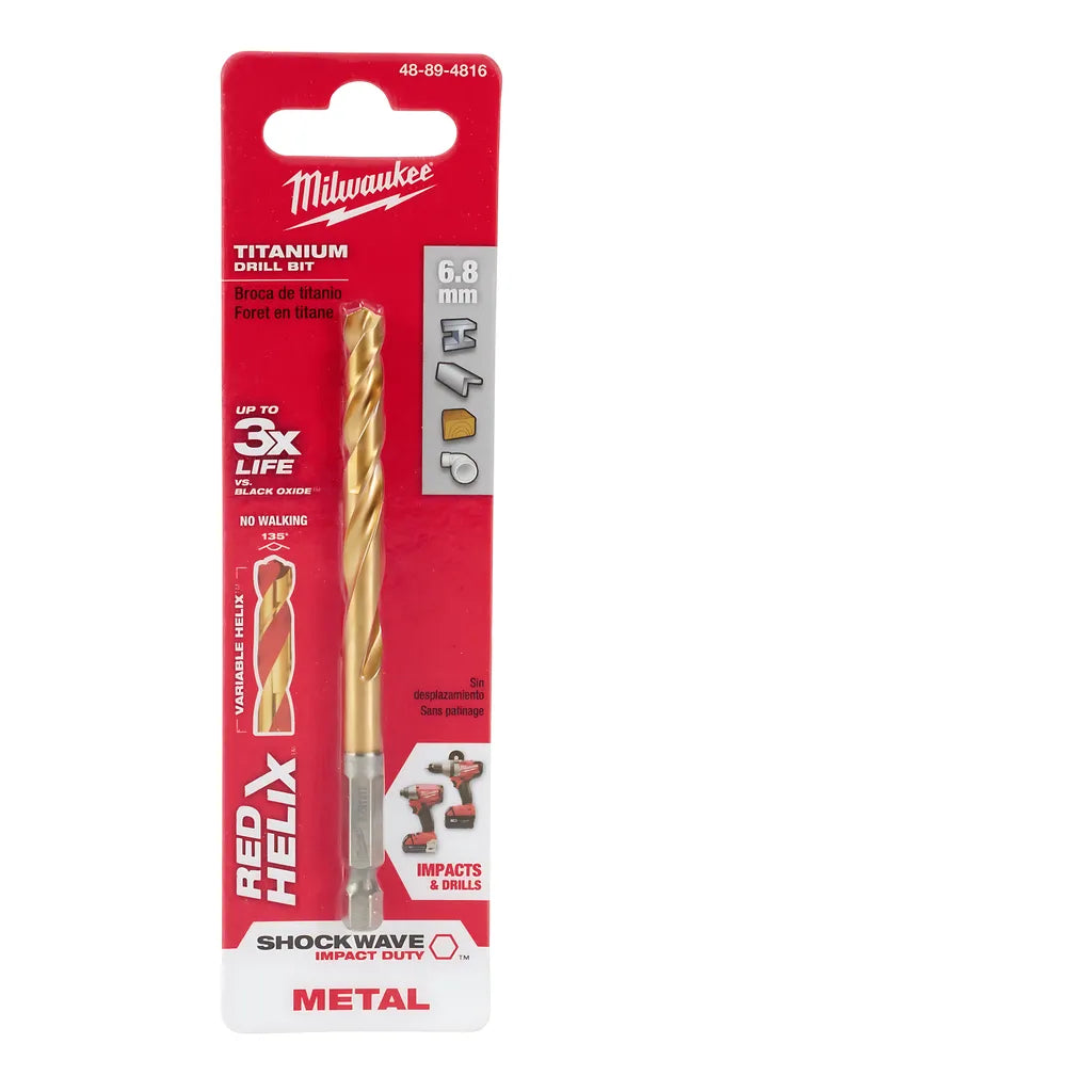 6.8Mm Metric Titanium Shockwave Red Helix Bit-Milwaukee-48-89-4816-6602