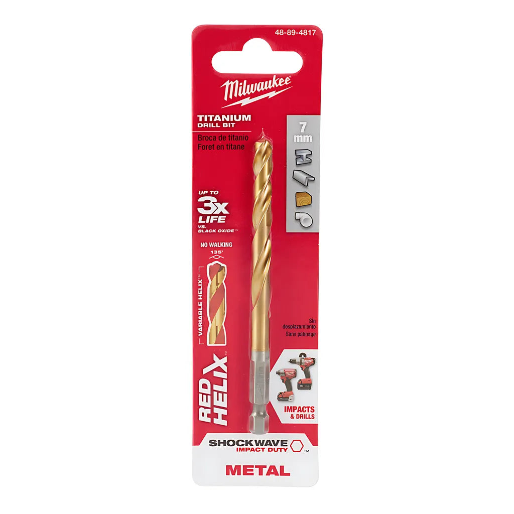 7Mm Metric Titanium Shockwave Red Helix Bit-Milwaukee-48-89-4817-6850