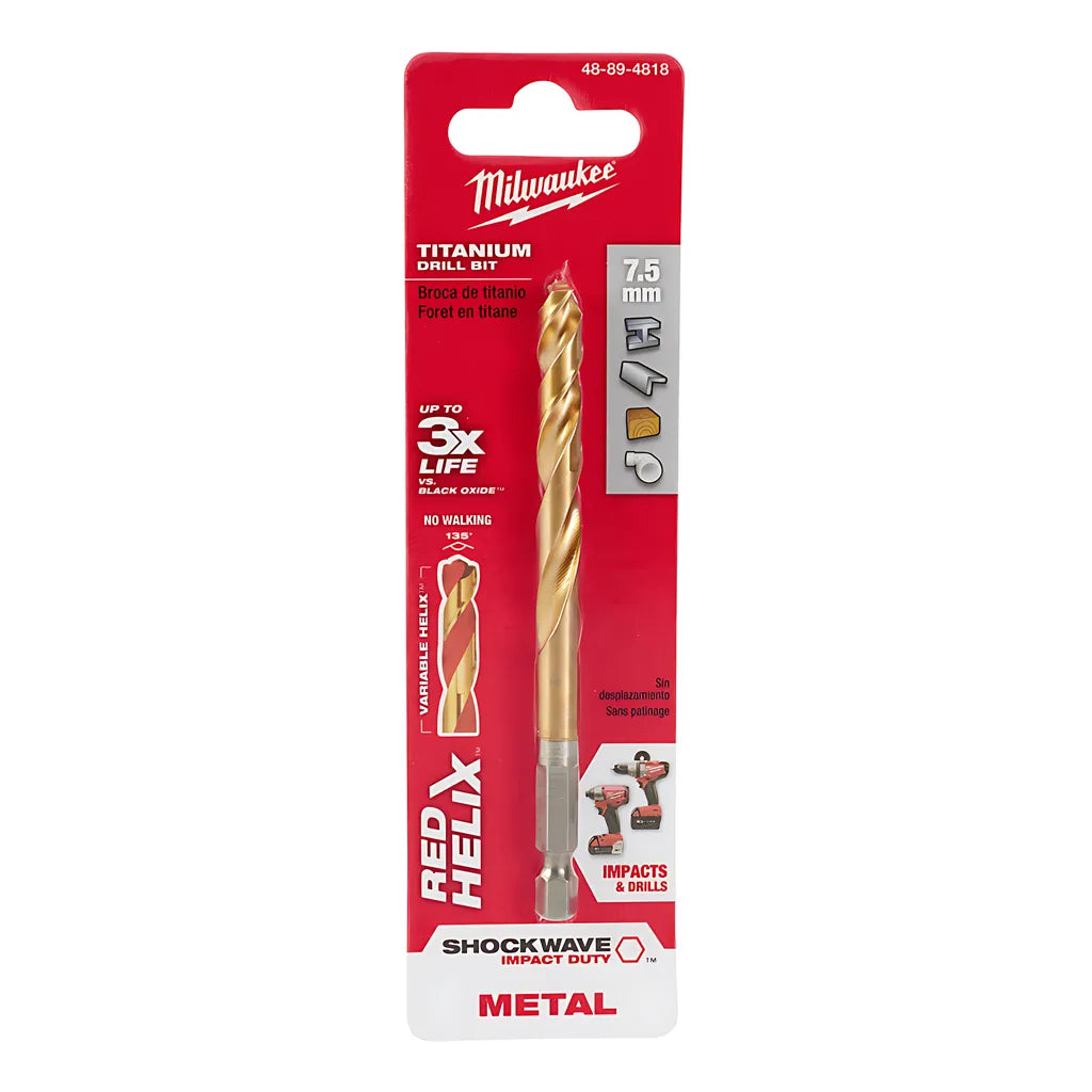 7.5Mm Metric Titanium Shockwave Red Helix Bit-Milwaukee-48-89-4818-6718