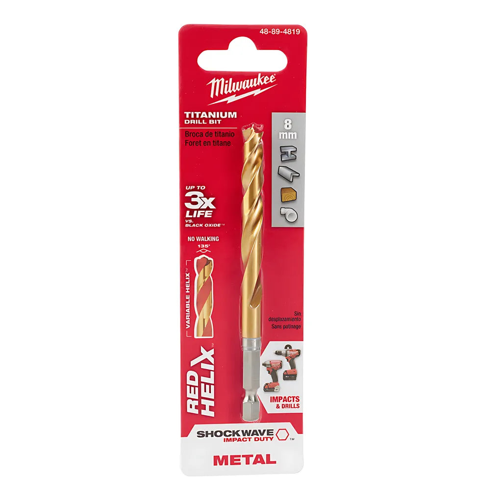 8Mm Metric Titanium Shockwave Red Helix Bit-Milwaukee-48-89-4819-6946