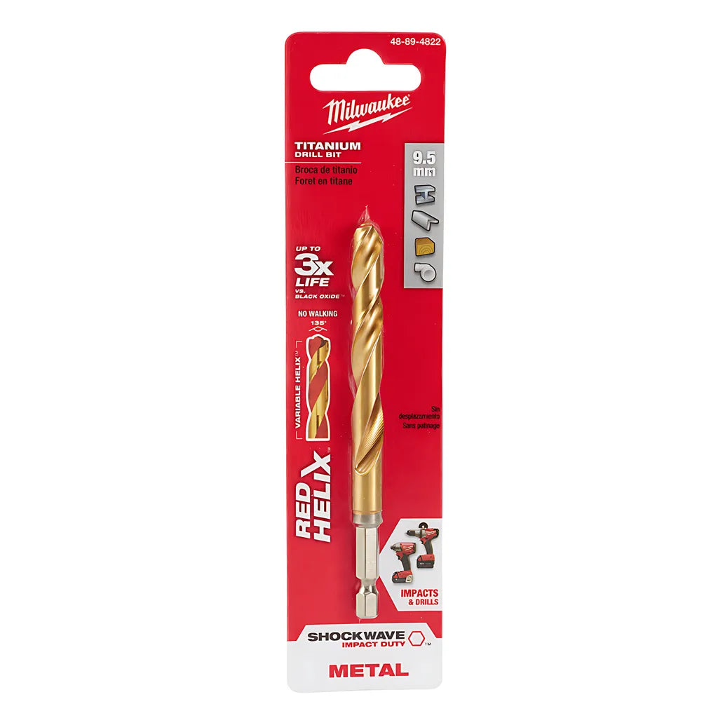 9.5Mm Metric Titanium Shockwave Red Helix Bit-Milwaukee-48-89-4822-7069