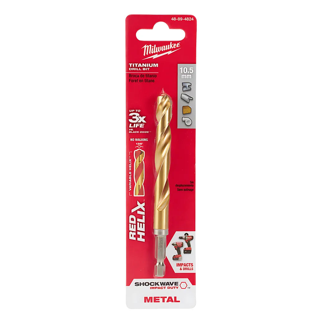 10.5Mm Metric Titanium Shockwave Red Helix Bit-Milwaukee-48-89-4824-4070