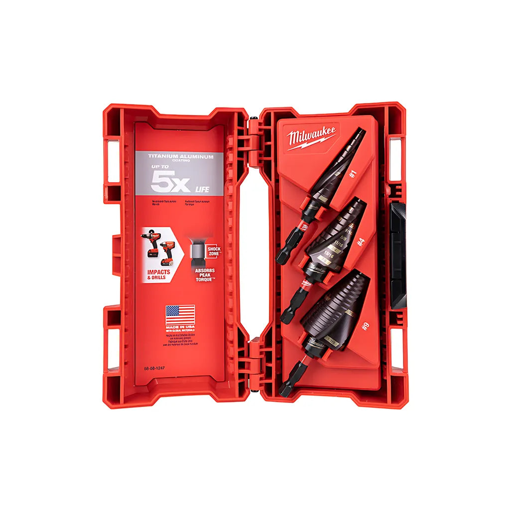 Shockwave Impact Duty Step Bit 3Pc Set (#1, #2, #4)-Milwaukee-48-89-9254-11670