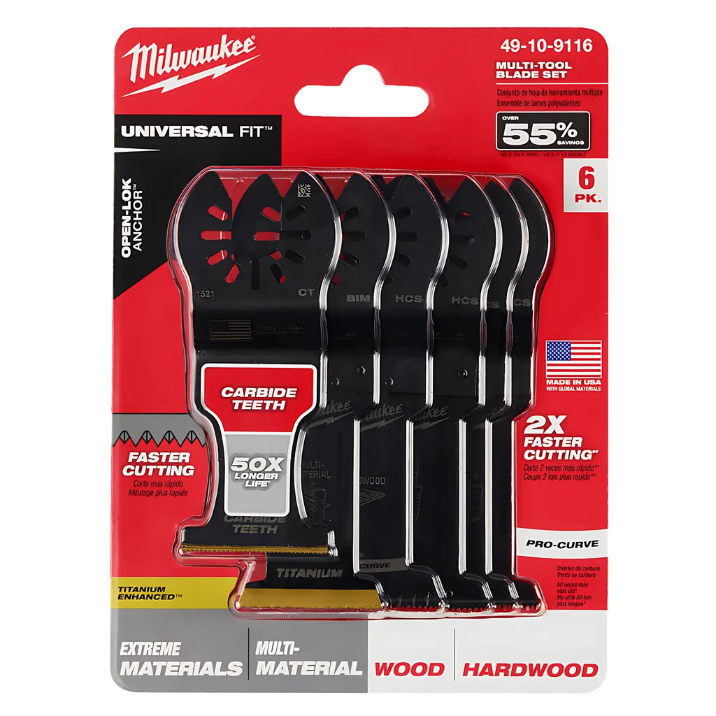 Milwaukee Open-Lok 6Pc Oscillating Blade Assortment-Milwaukee-49-10-9116-10079