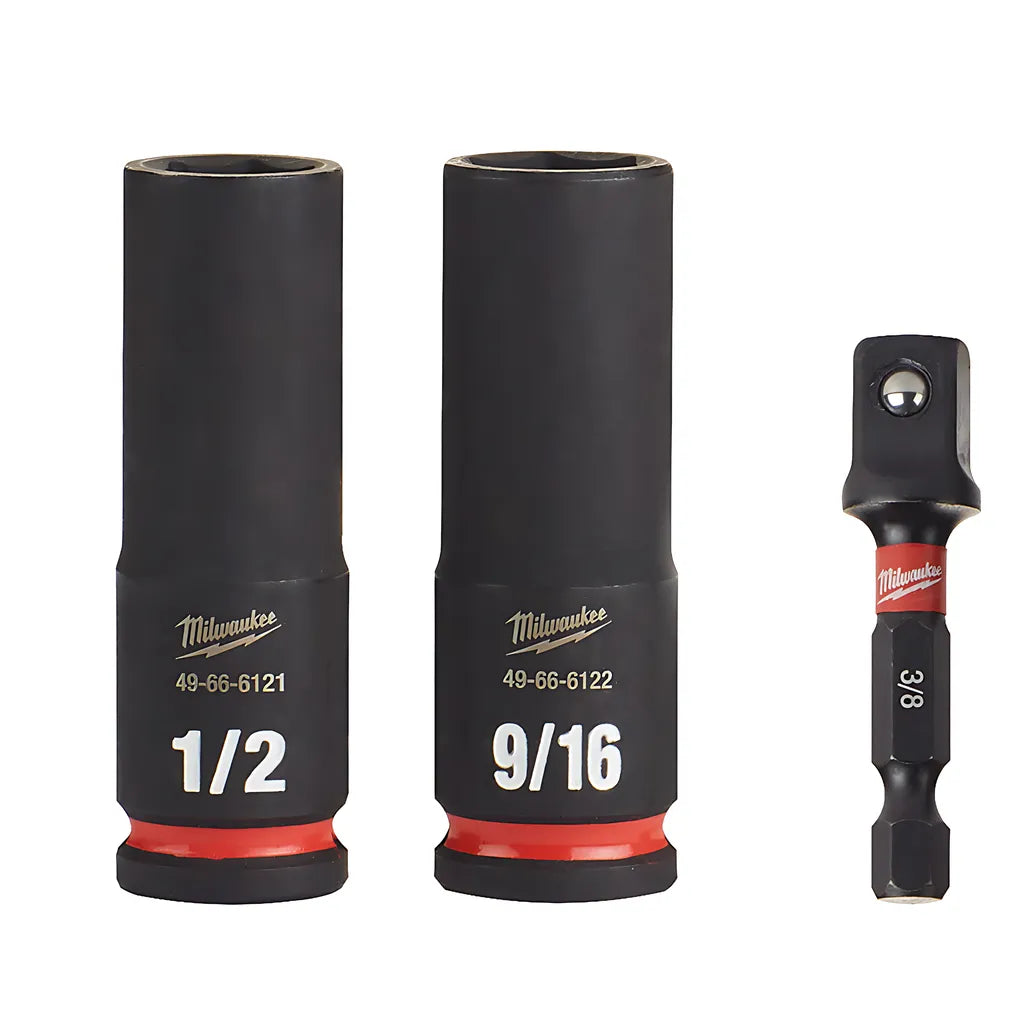 3Pc Shockwave Impact Duty 3/8" Drive Sae Deep 6 Point Socket Set-Milwaukee-49-66-4417-5965