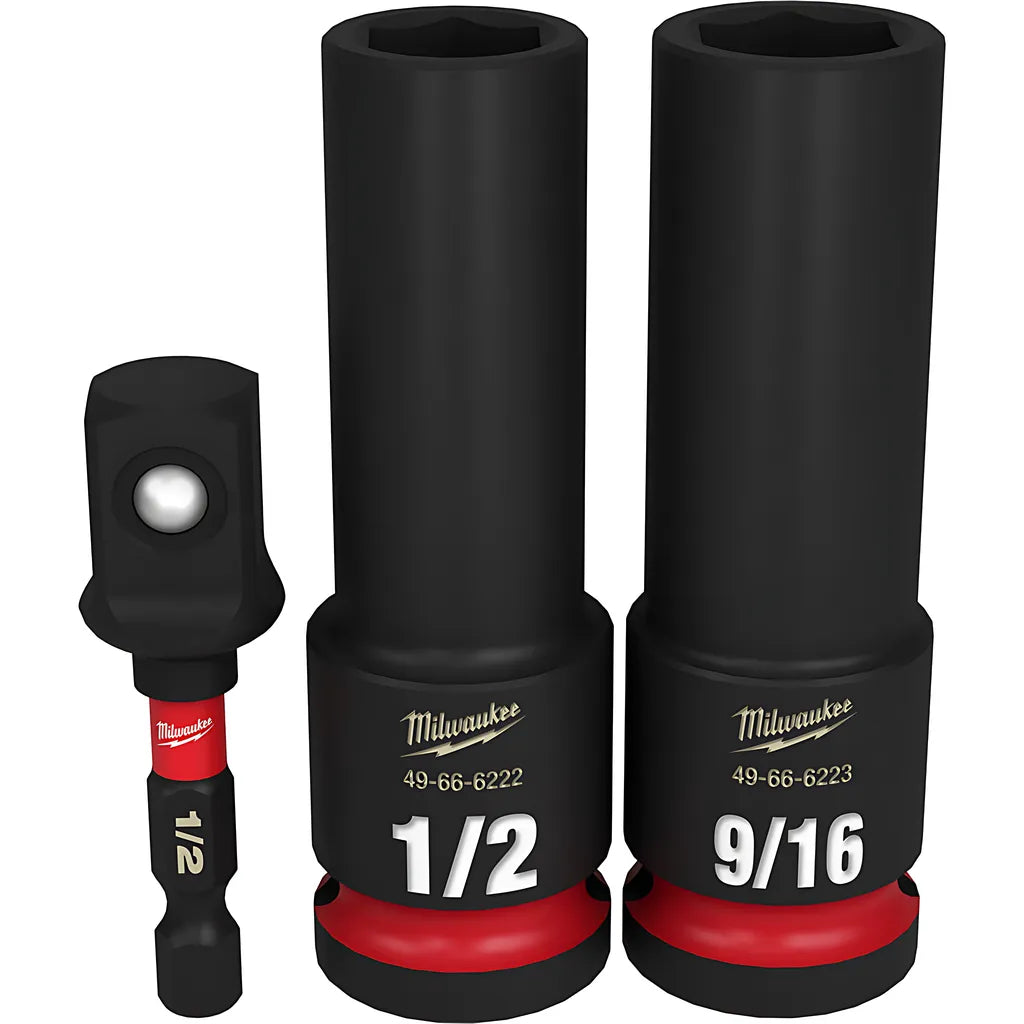 3Pc Shockwave Impact Duty 1/2" Drive Sae Deep 6 Point Socket Set-Milwaukee-49-66-4485-5963
