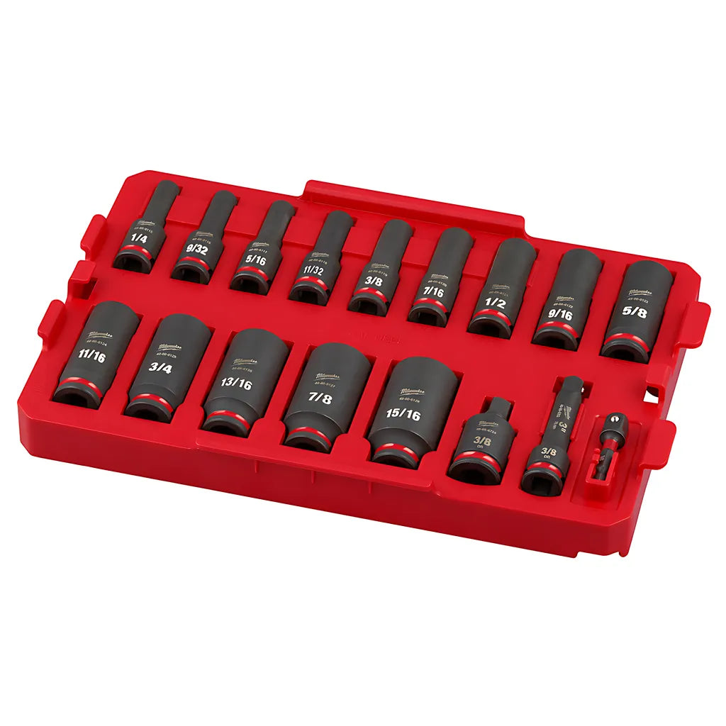 Shockwave Impact Duty Socket 3/8 Dr 17Pc Sae Tray Set-Milwaukee-49-66-6815-11659