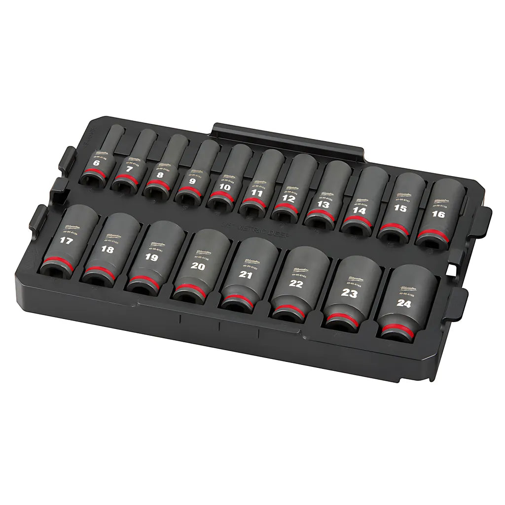 Shockwave Impact Duty Socket 3/8 Dr 19Pc Mm Tray Set-Milwaukee-49-66-6816-11662