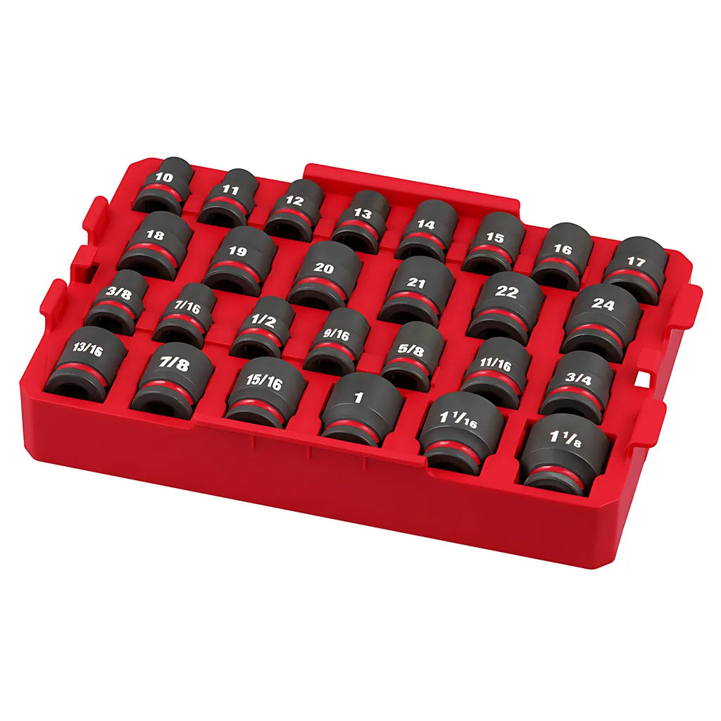 Shockwave Impact Duty Socket 1/2 Dr 27Pc Sae/Mm Tray Set-Milwaukee-49-66-6819-11654