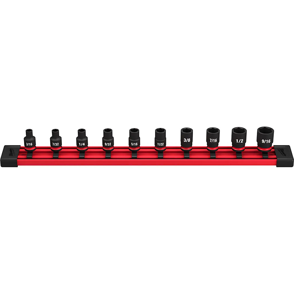 10Pc Shockwave Impact Duty Sae Standard 6 Point Socket Set-Milwaukee-49-66-7000-4151