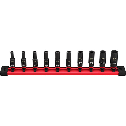 10Pc Shockwave™ Impact Duty™ Sae Deep 6 Point Socket Set-Milwaukee-49-66-7001-4150