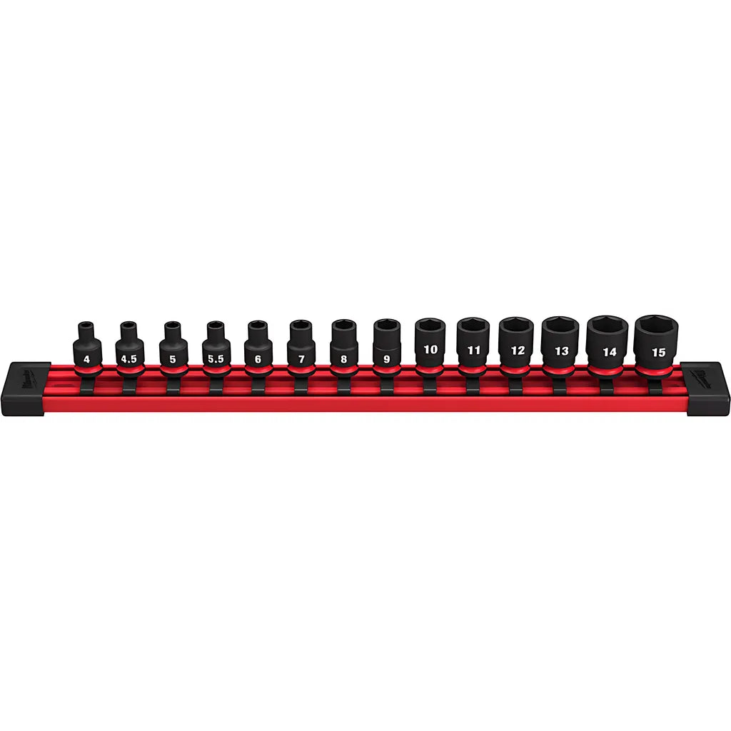 14Pc Shockwave Impact Duty Metric Standard 6 Point Socket Set-Milwaukee-49-66-7002-4760