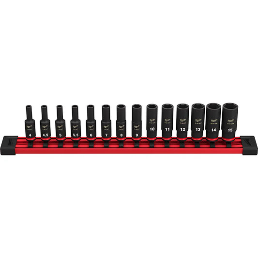 14Pc Shockwave™ Impact Duty™ Metric Deep 6 Point Socket Set-Milwaukee-49-66-7003-4759
