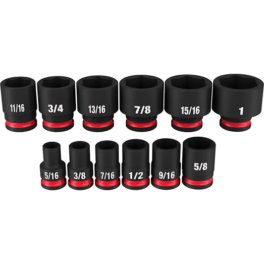 12Pc Shockwave™ Impact Duty™ 3/8" Drive Sae Standard 6 Point Socket Set-Milwaukee-49-66-7005-4552