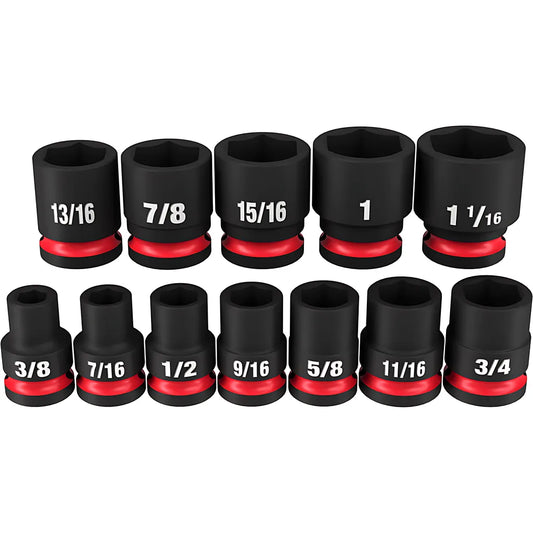 12Pc Shockwave™ Impact Duty™ 1/2" Drive Sae Standard 6 Point Socket Set-Milwaukee-49-66-7010-4550