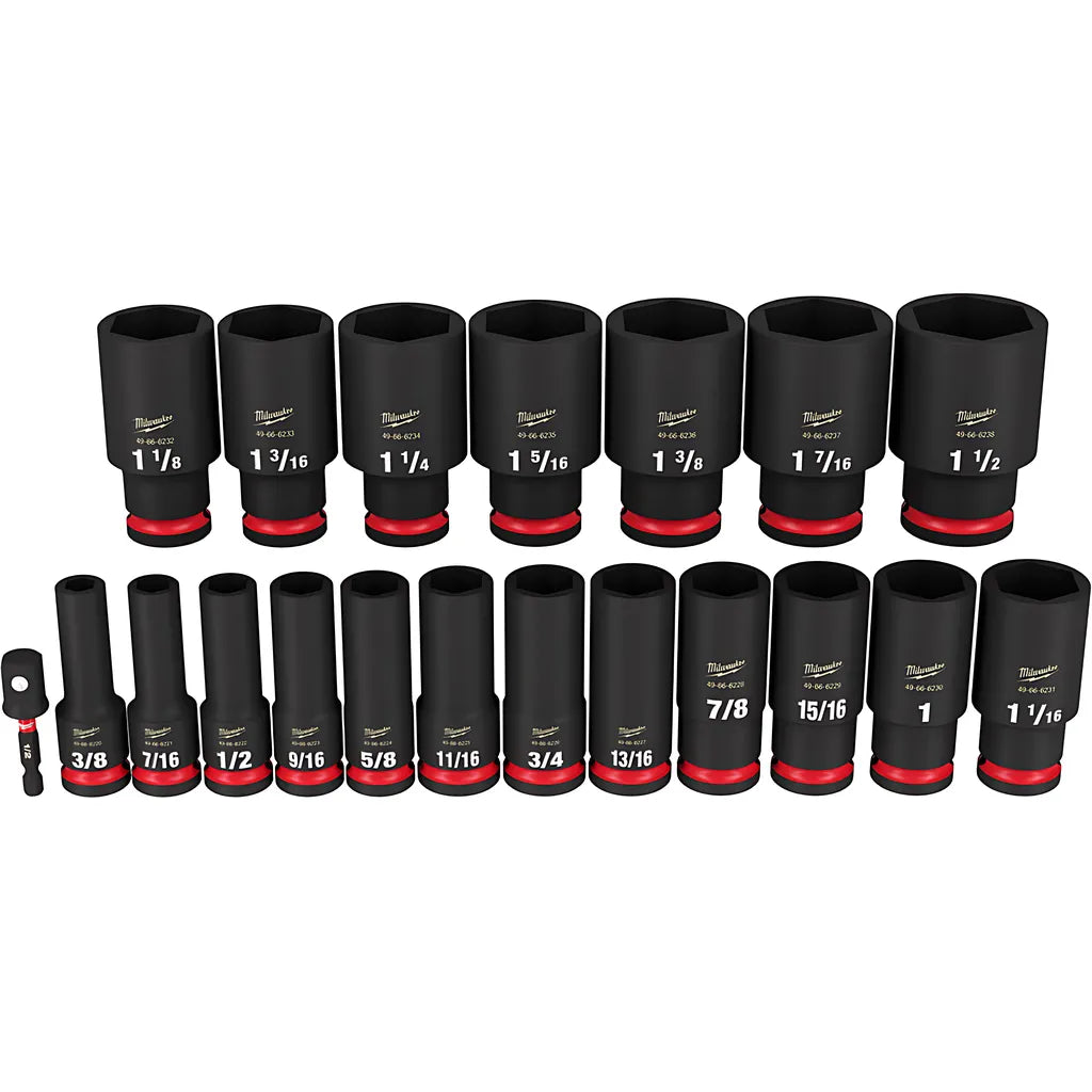 19Pc Shockwave Impact Duty 1/2" Drive Sae Deep 6 Point Socket Set-Milwaukee-49-66-7012-5018