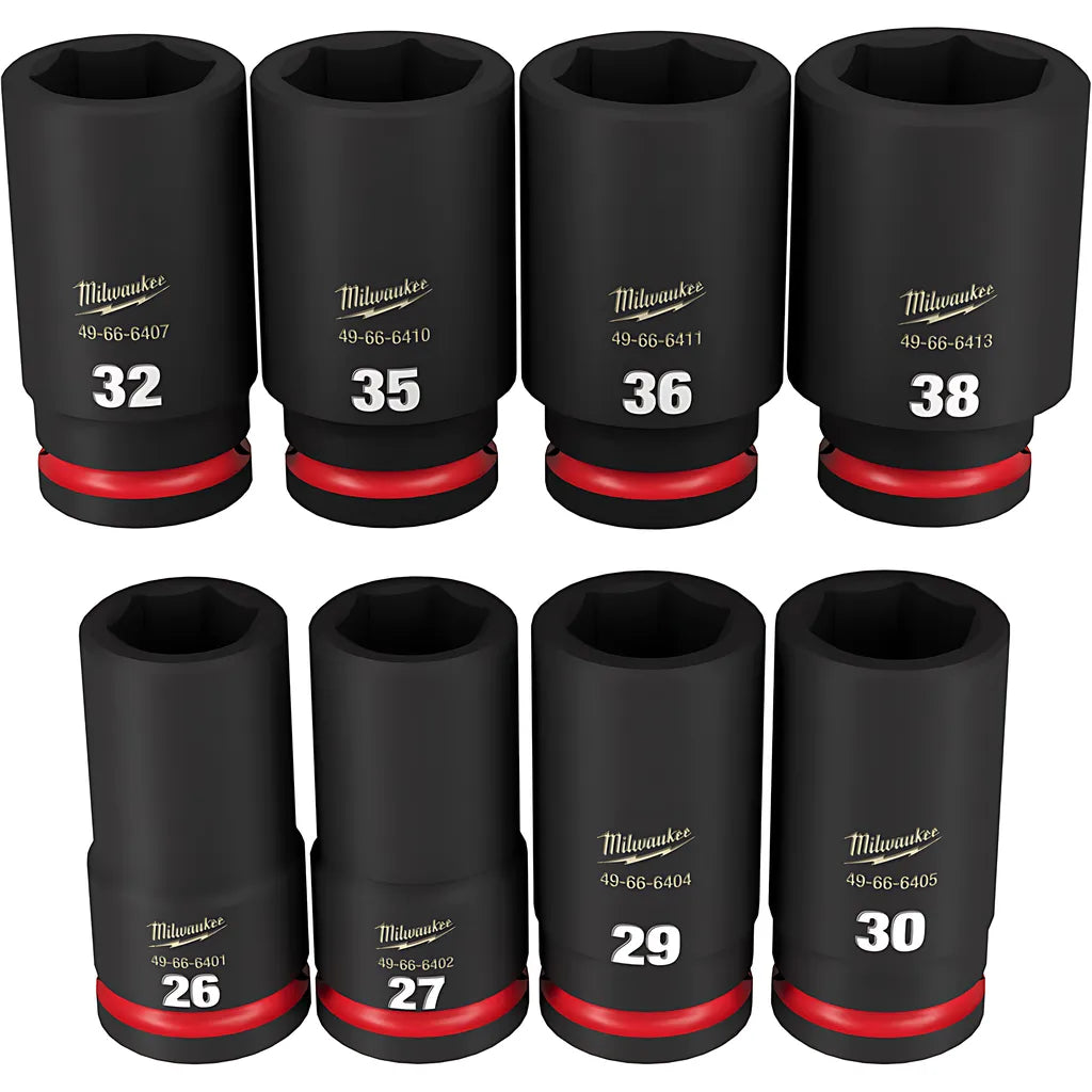 8Pc Shockwave Impact Duty 3/4" Drive Metric Deep 6 Point Socket Set-Milwaukee-49-66-7020-6952